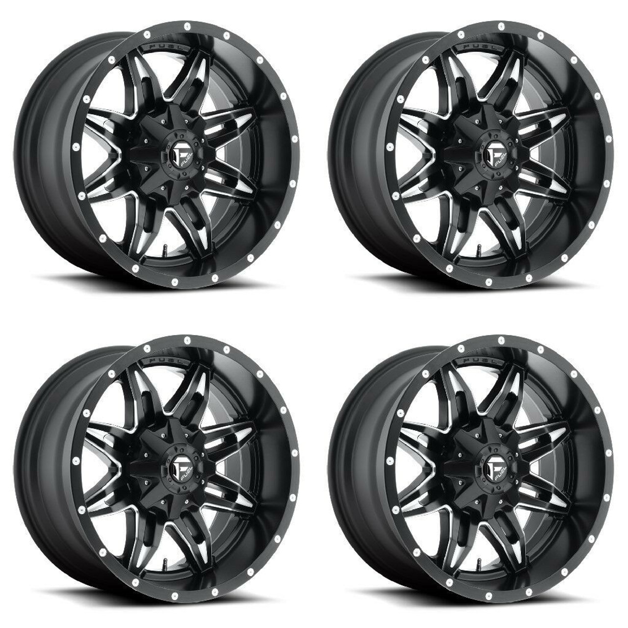 Set 4 Fuel UTV D567 Lethal 15x7 4x137 Matte Black Milled Wheels 15" 13mm Rims