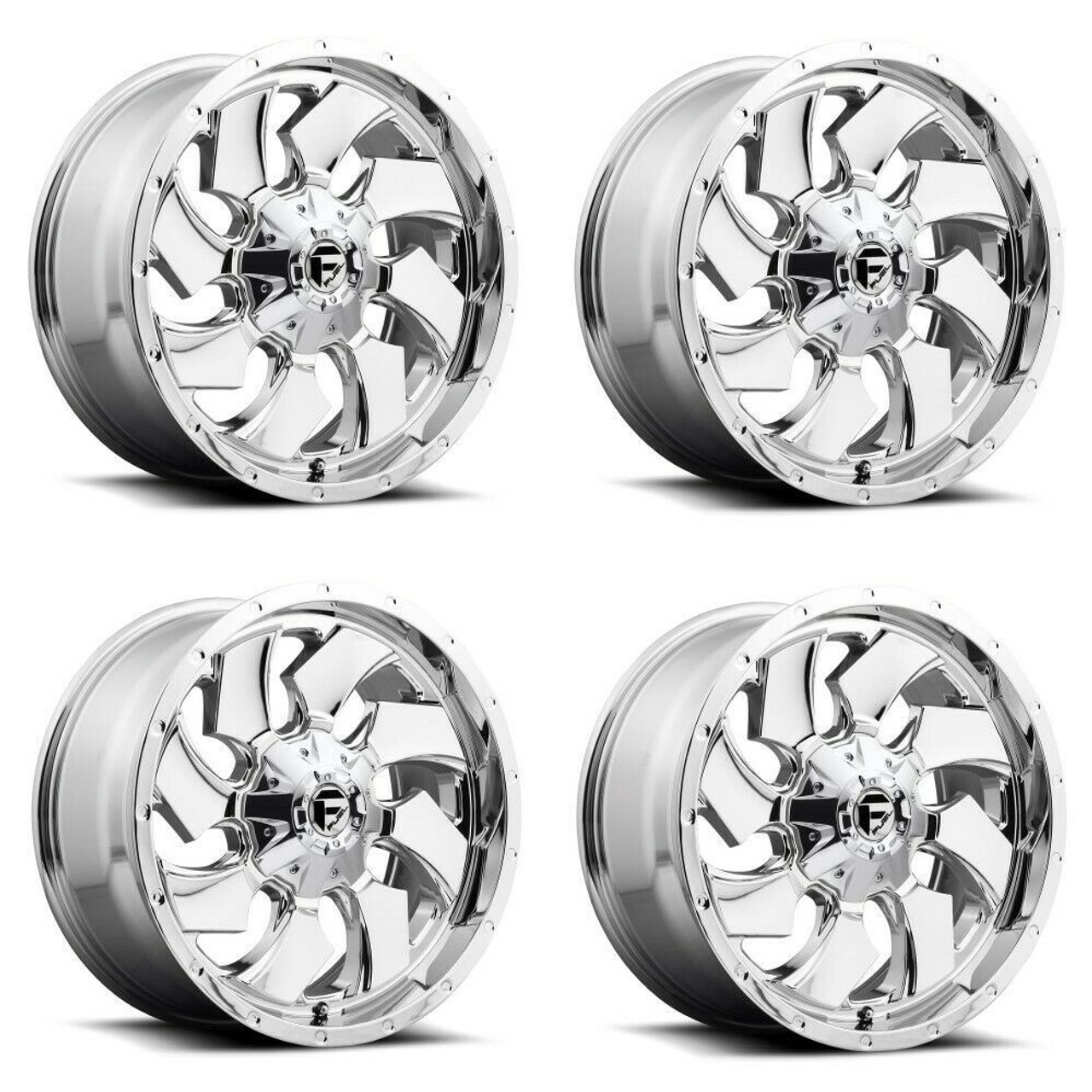 Set 4 22" Fuel D573 Cleaver 22x12 6x135 6x5.5 Chrome Plated Wheels -44mm Rims