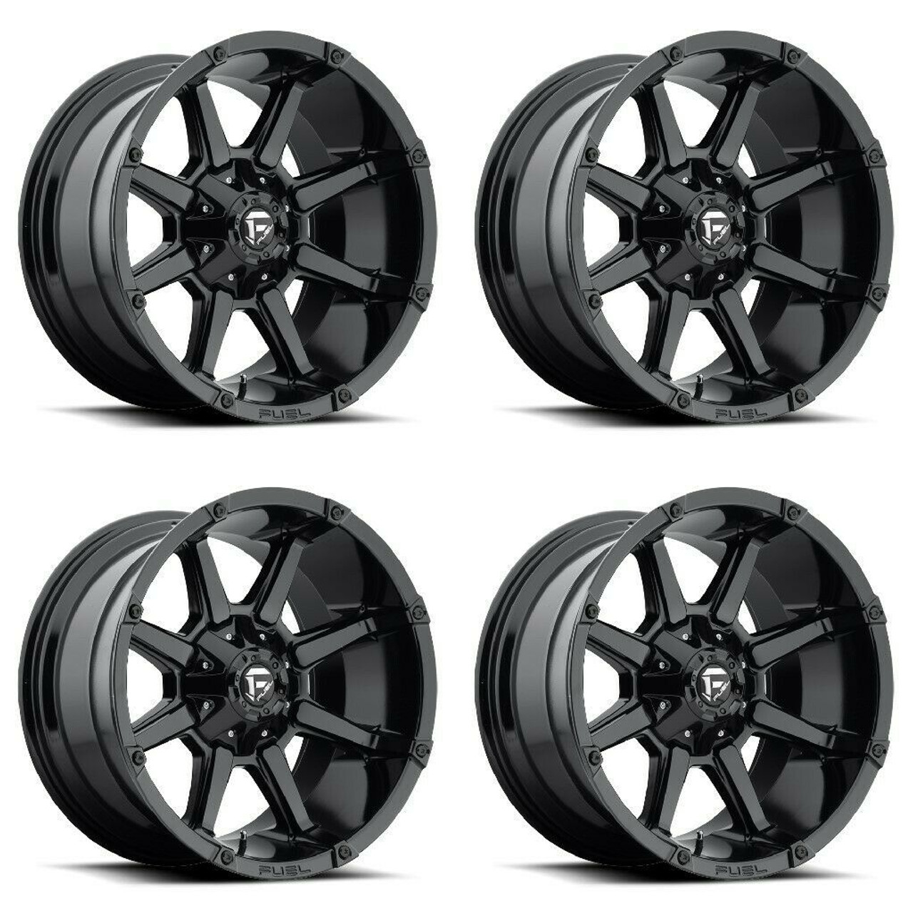 Set 4 20" Fuel D575 Coupler 20x9 5x5.5 5x150 20mm Wheels Gloss Black Truck Rims