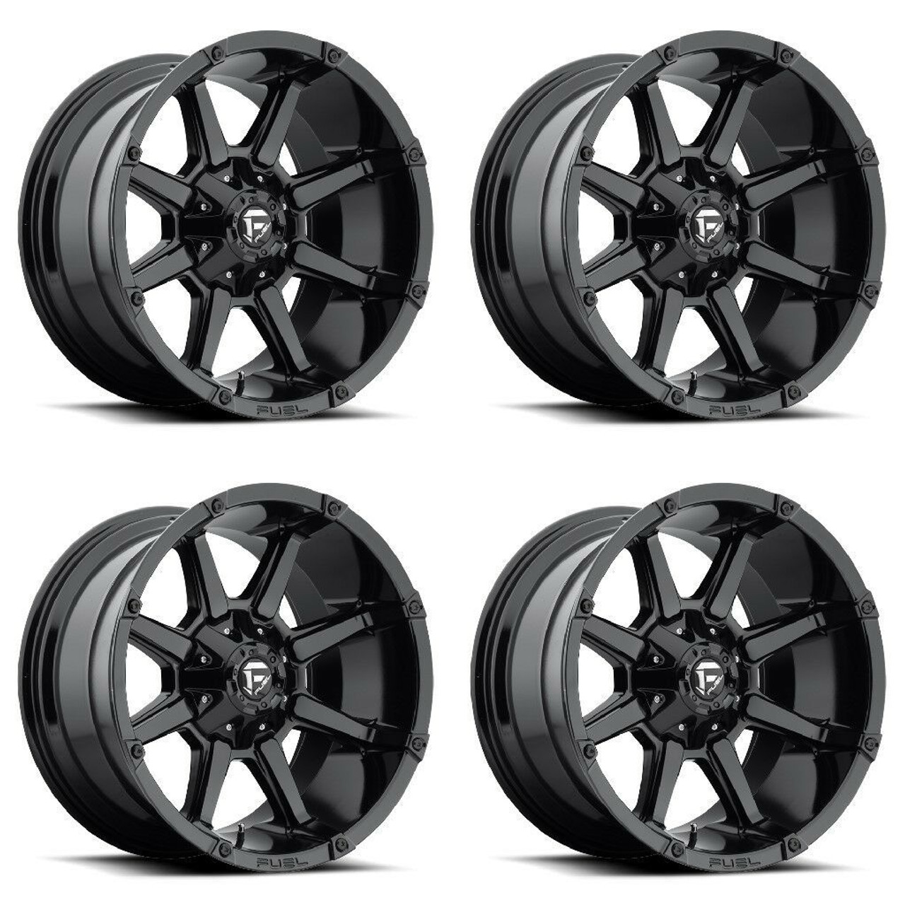 Set 4 20" Fuel D575 Coupler 20x9 6x135 6x5.5 20mm Wheels Gloss Black Truck Rims