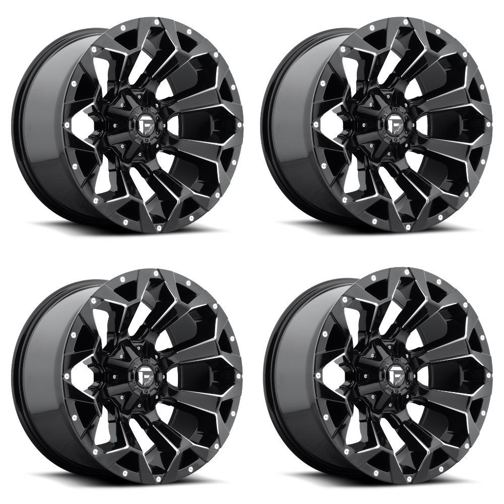 Set 4 18" Fuel D576 Assault 18x9 6x135 6x5.5 -13mm Gloss Black Milled Wheels Rim Lifted Offroad Truck SUV Rims