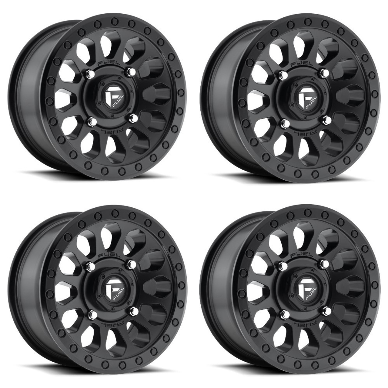 Set 4 Fuel UTV D579 Vector UTV 14x7 4x137 Matte Black Wheels 14" 38mm Rims