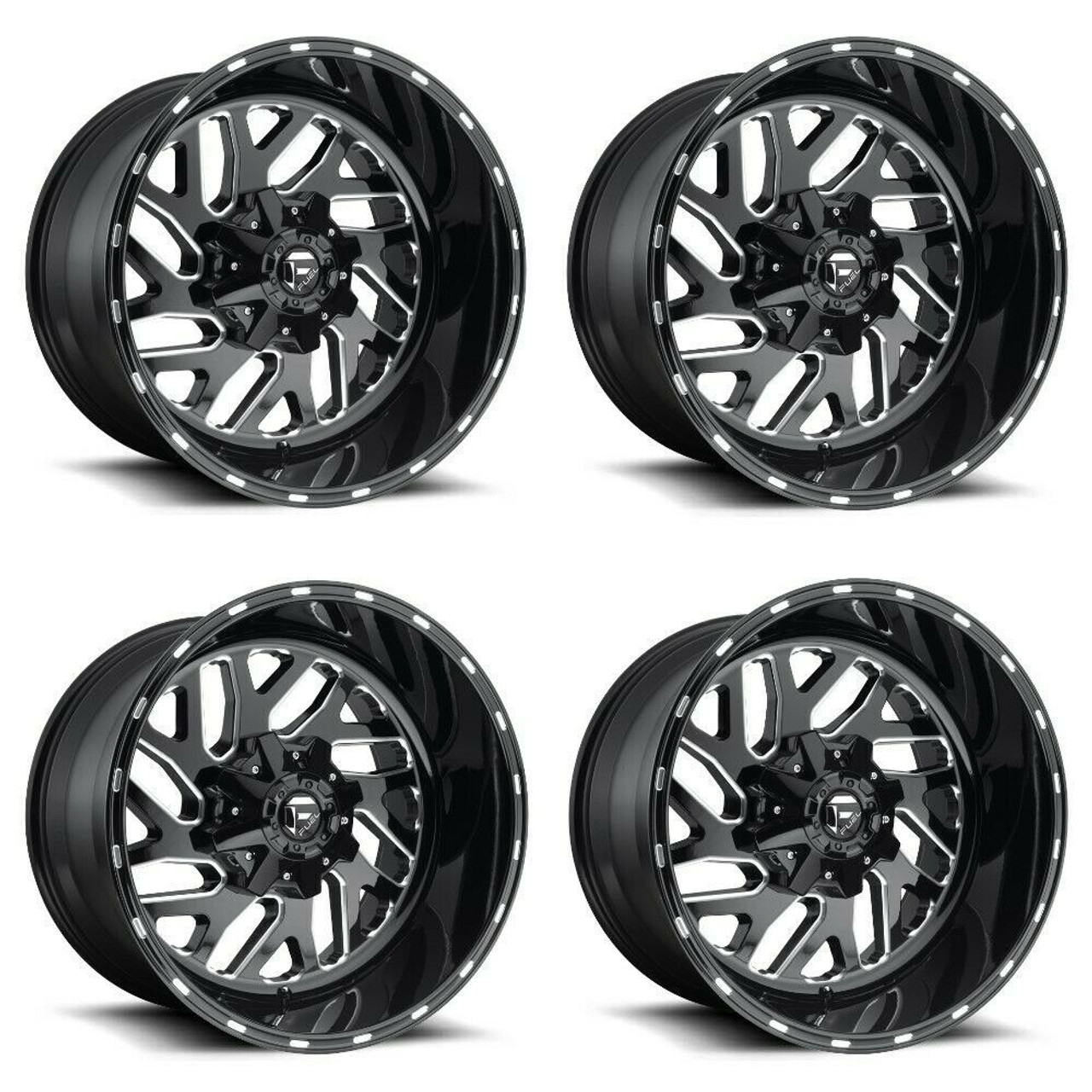 Set 4 Fuel D581 Triton 22x12 8x170 Gloss Black Milled Wheels 22" -43mm Rims