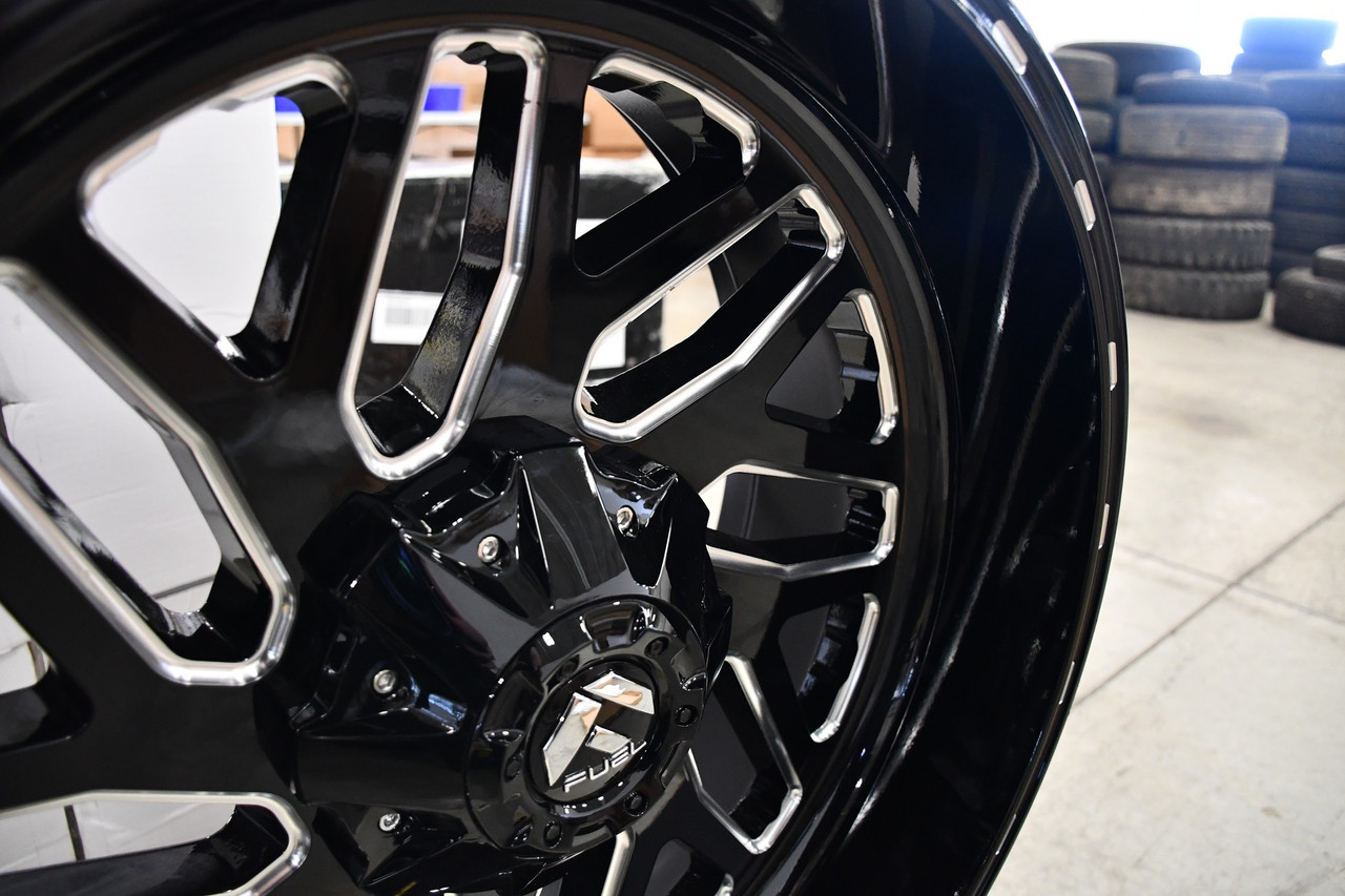Set 4 Fuel D581 Triton 26x12 8x180 Gloss Black Milled Wheels 26" -44mm Rims