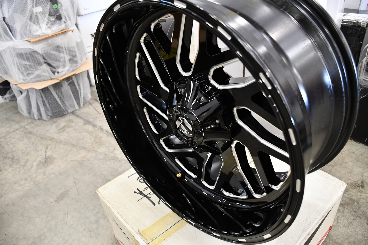 Set 4 Fuel D581 Triton 26x12 8x180 Gloss Black Milled Wheels 26" -44mm Rims