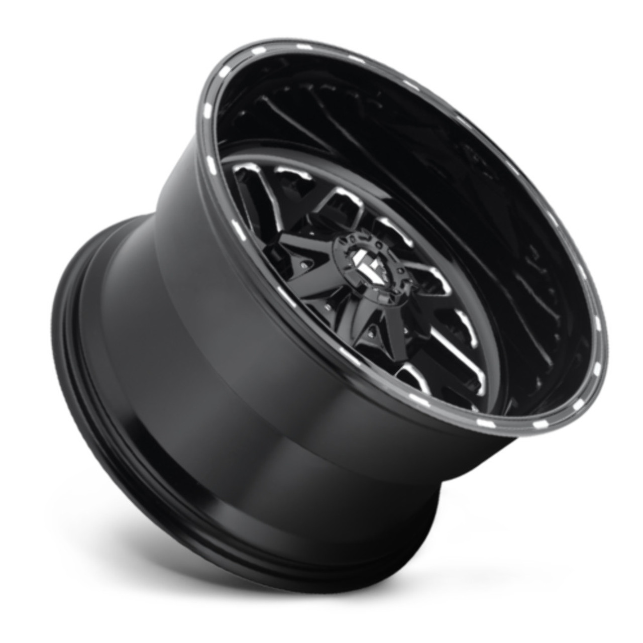 Set 4 26" Fuel D581 Triton 26x12 6x135 6x5.5 -44mm Wheels Gloss Black Milled Rim