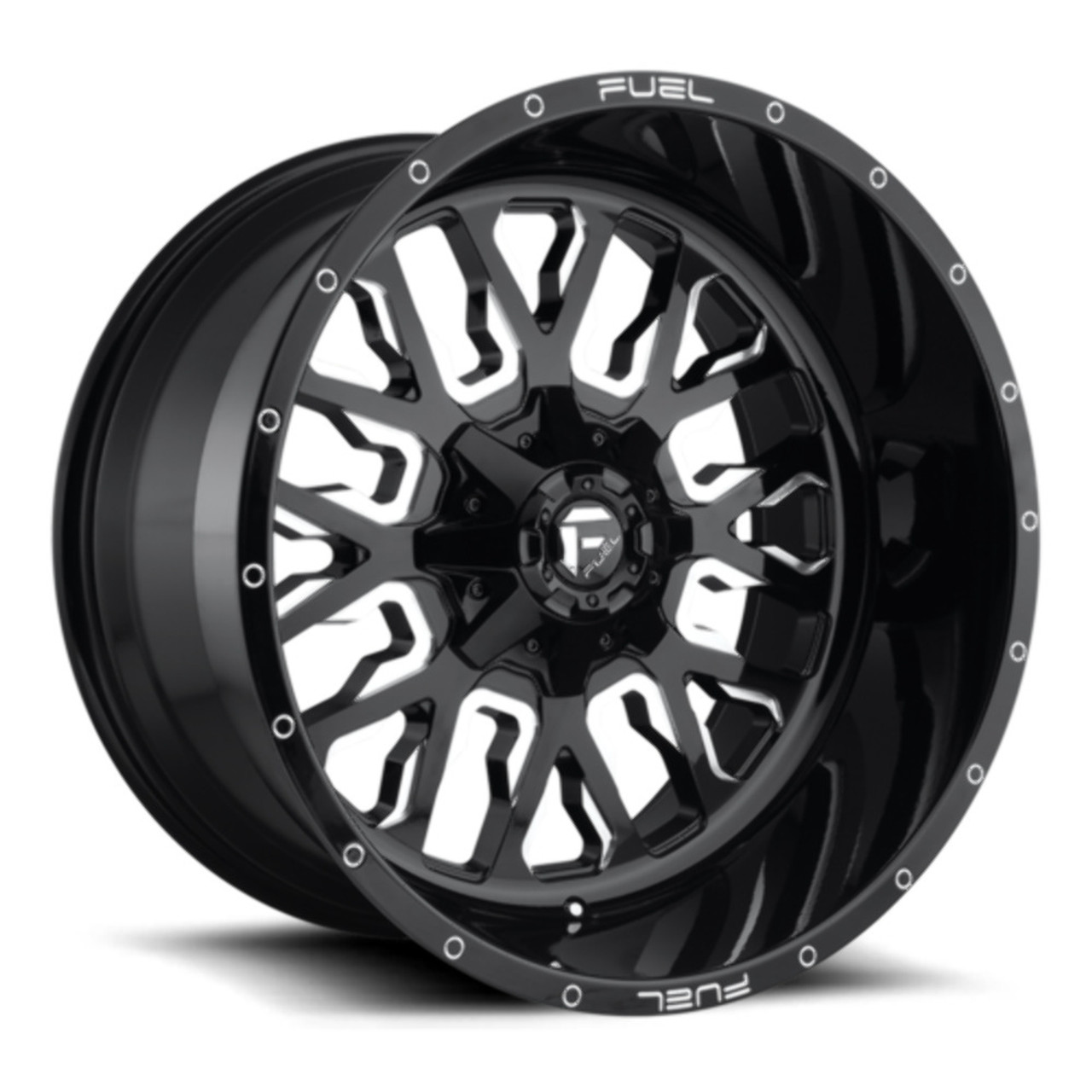 Set 4 Fuel D611 Stroke 22x12 6x135 6x5.5 Gloss Black Milled Wheels 22" -44mm