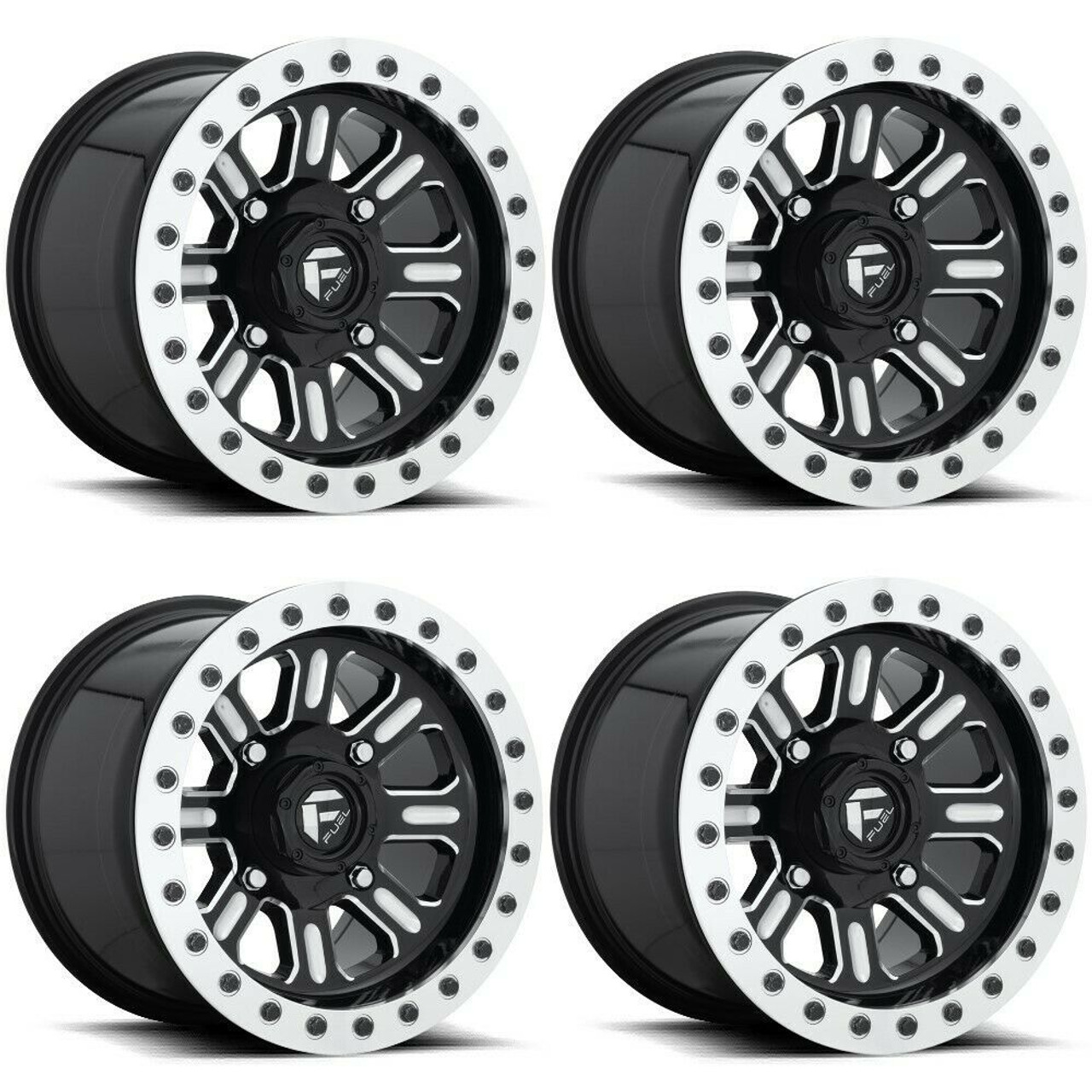 Set 4 Fuel UTV D910 Hardline Beadlock 15x10 4x137 Black Milled Wheels 15" 25mm