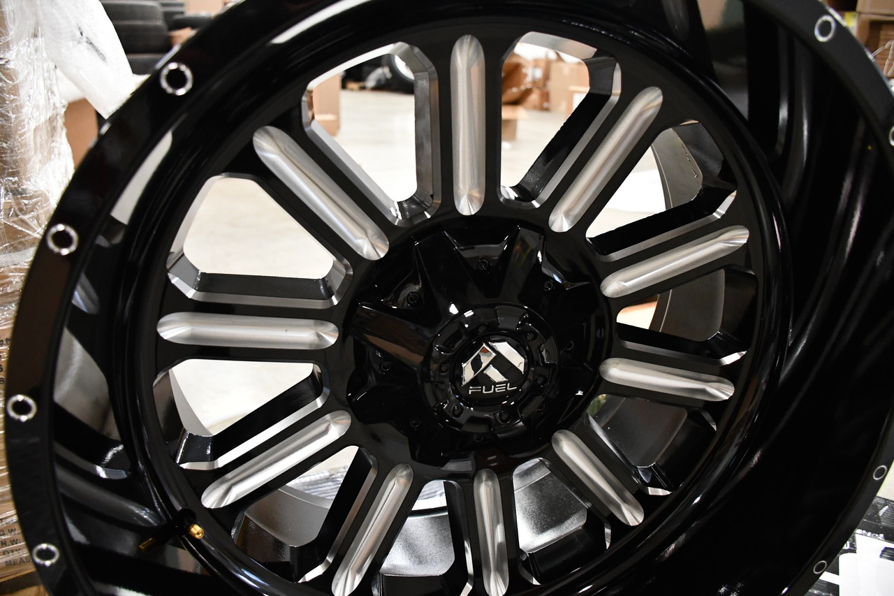 Set 4 Fuel D620 Hardline 17x9 6x135 6x5.5 Black Milled Wheels 17" -12mm