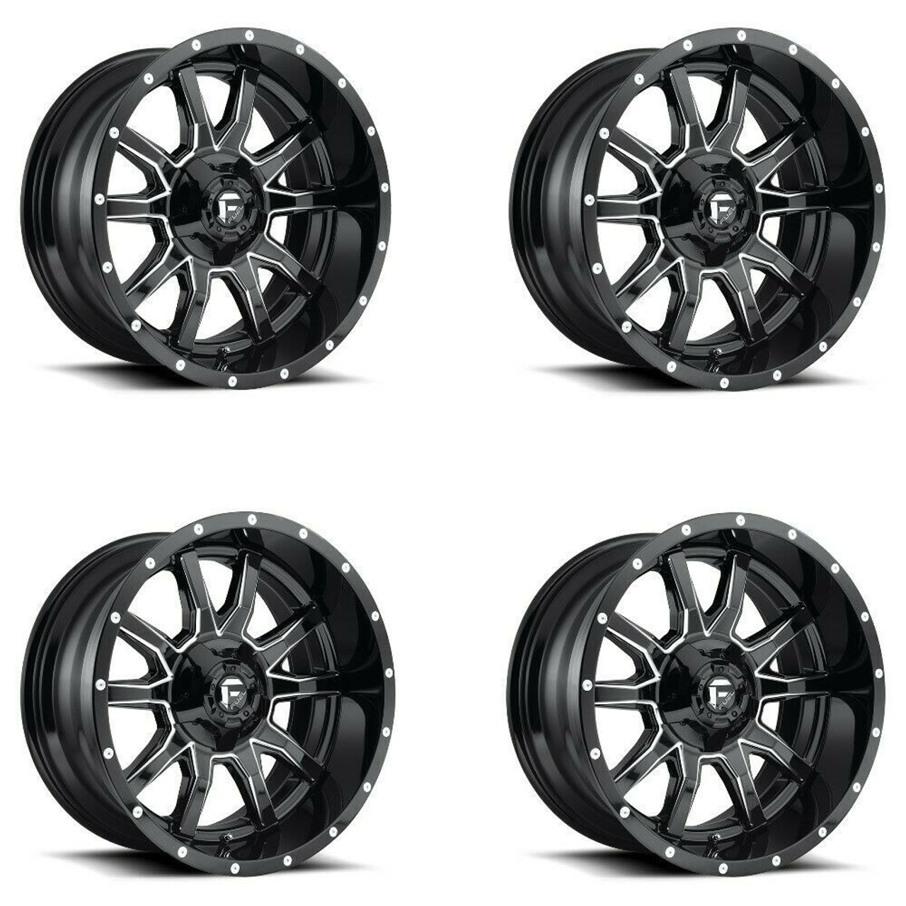 Set 4 Fuel D627 Vandal 20x9 6x135 6x5.5 Gloss Black Milled Wheels 20" 19mm Rims