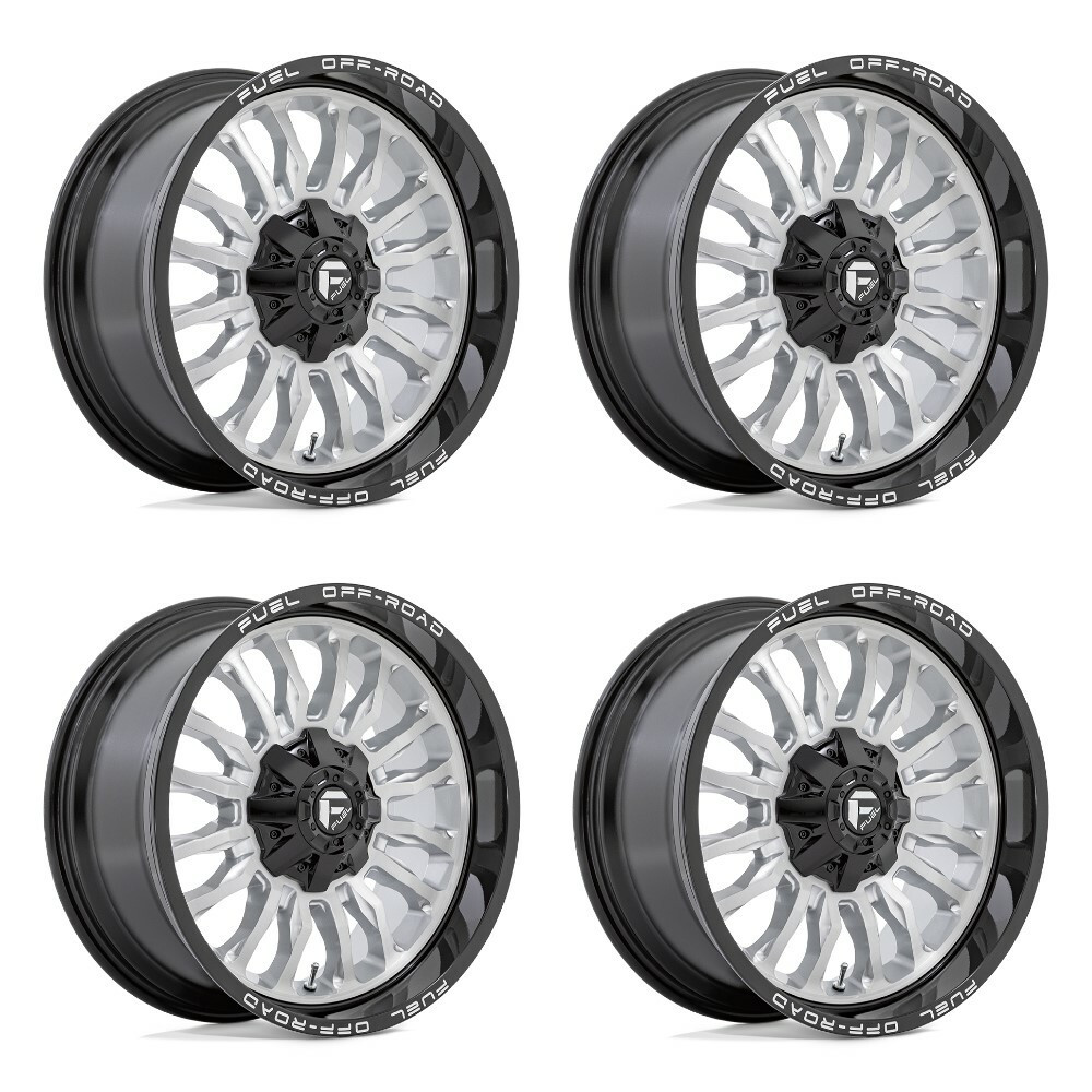 Set 4 20" Fuel D798 Arc 20x10 8x6.5 Silver Brushed Face Milled Black -18mm Rims