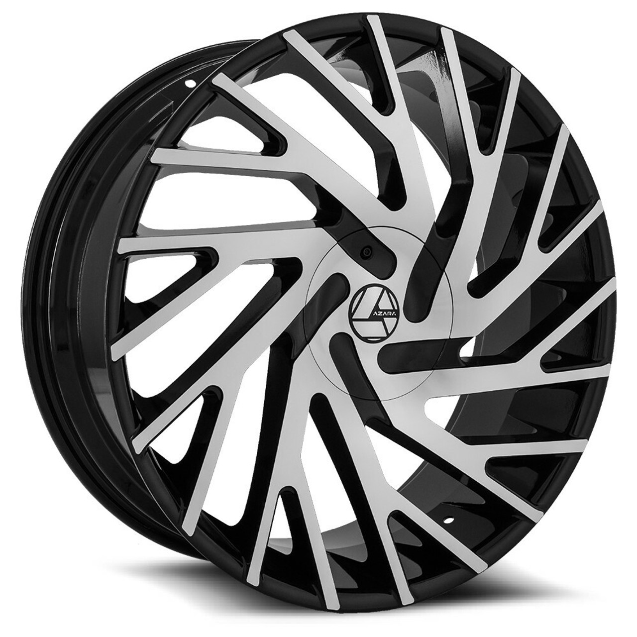 22" Azara AZA-505 Gloss Black & Machined Wheel 22x8.5 5x112 5x4.5 38mm Rim