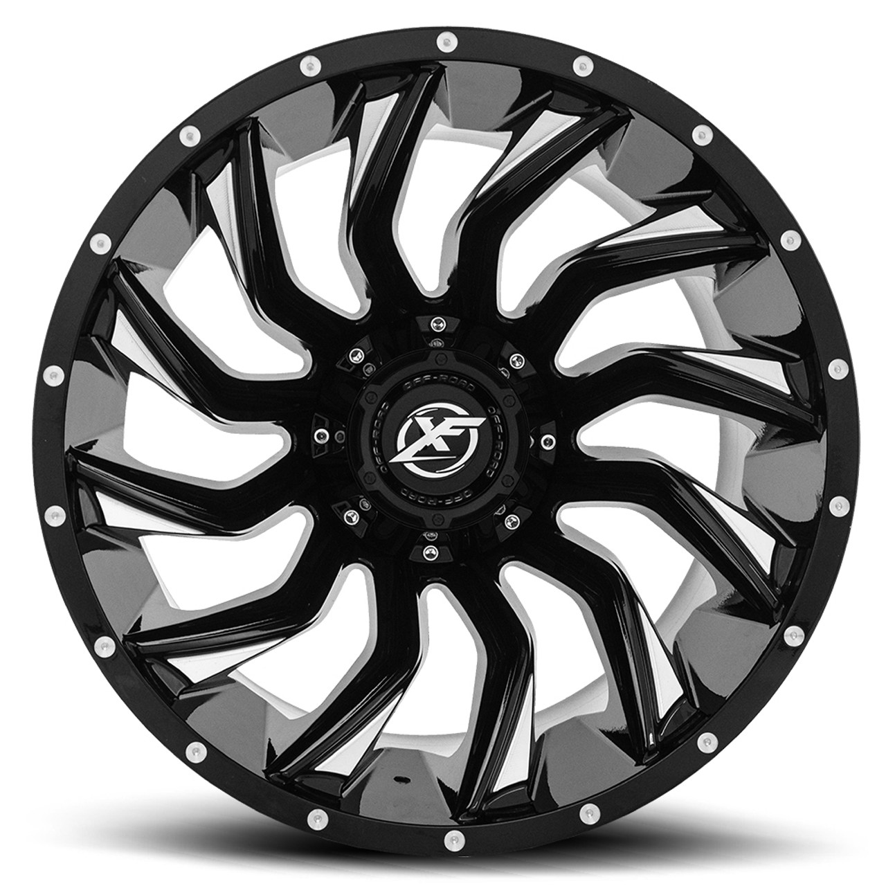 24" XF Off-Road XF-224 Gloss Black & Milled Wheel 24x14 5x5.5/5x150 -76mm Rim