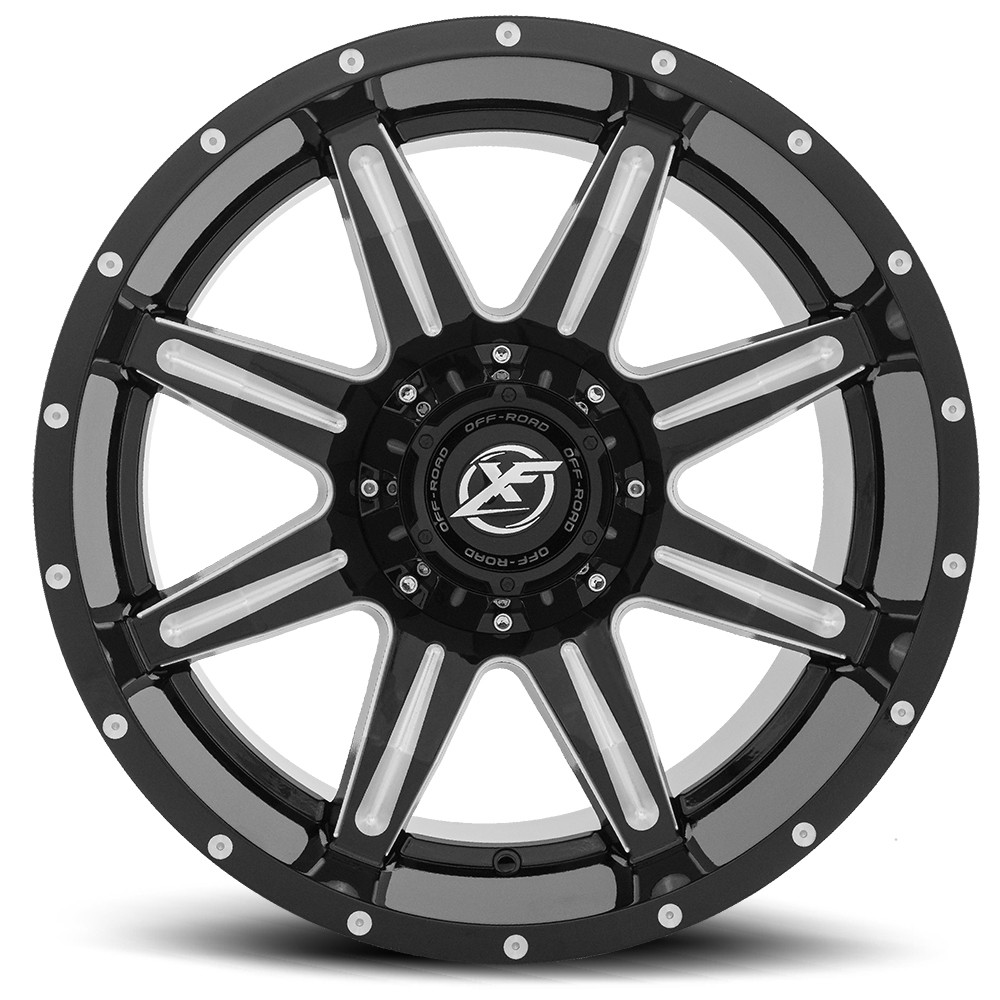 20" XF Off-Road XF-215 Gloss Black & Milled Wheel 20x12 5x5.5 5x150 -44mm Rim