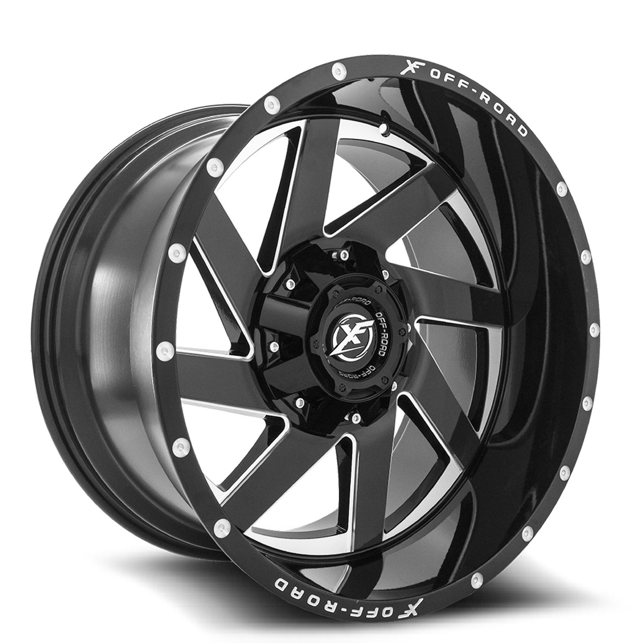 20" XF Off-Road XF-205 Gloss Black & Milled Wheel 20x10 5x5.5 5x150 -24mm Rim