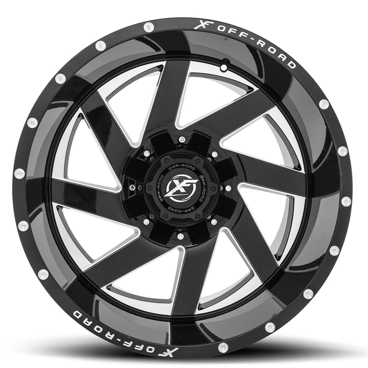 20" XF Off-Road XF-205 Gloss Black & Milled Wheel 20x10 5x5.5 5x150 -24mm Rim