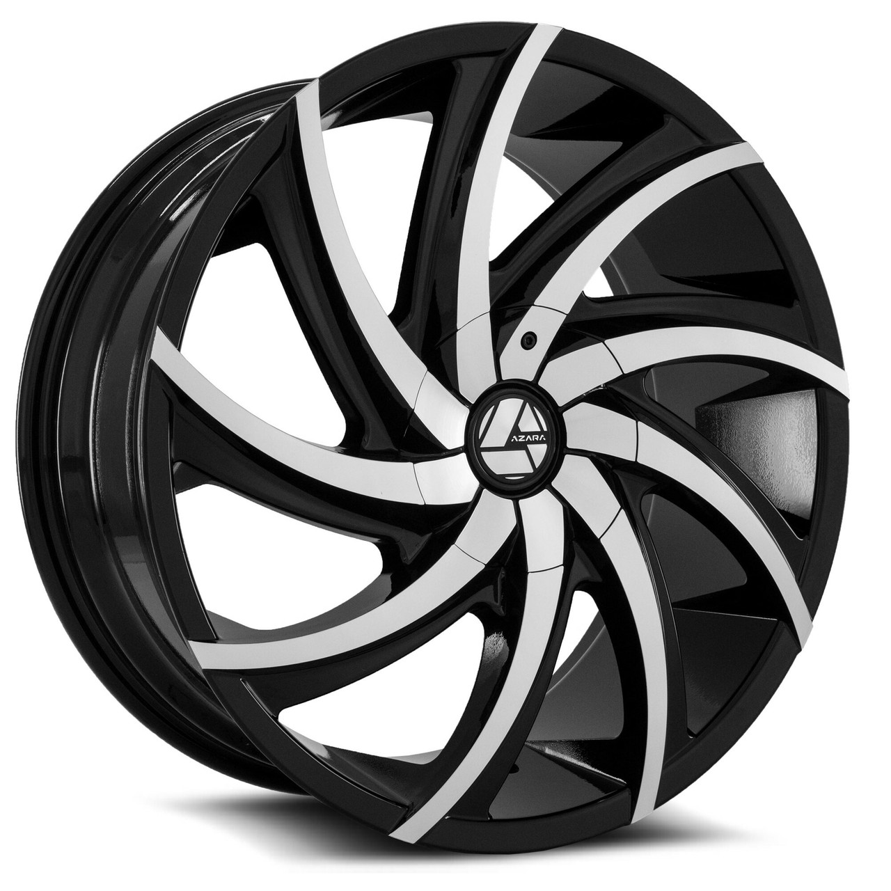 28" Azara AZA-503 Gloss Black & Machined Wheel 28x9.5 5x115 5x120 15mm Rim