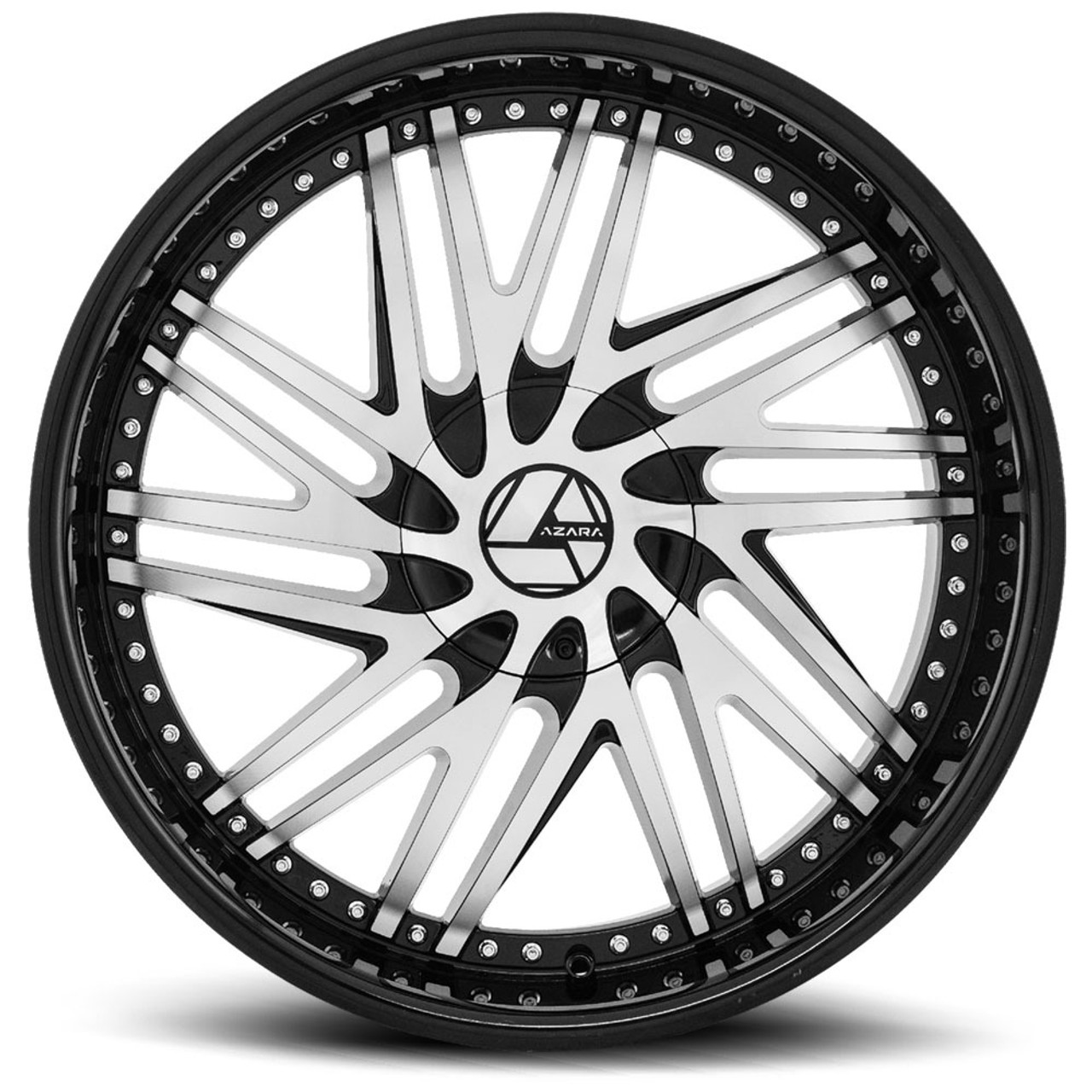 22" Azara AZA-509 Gloss Black & Machined Wheel 22x9.5 6x135 6x5.5 25mm Truck Rim