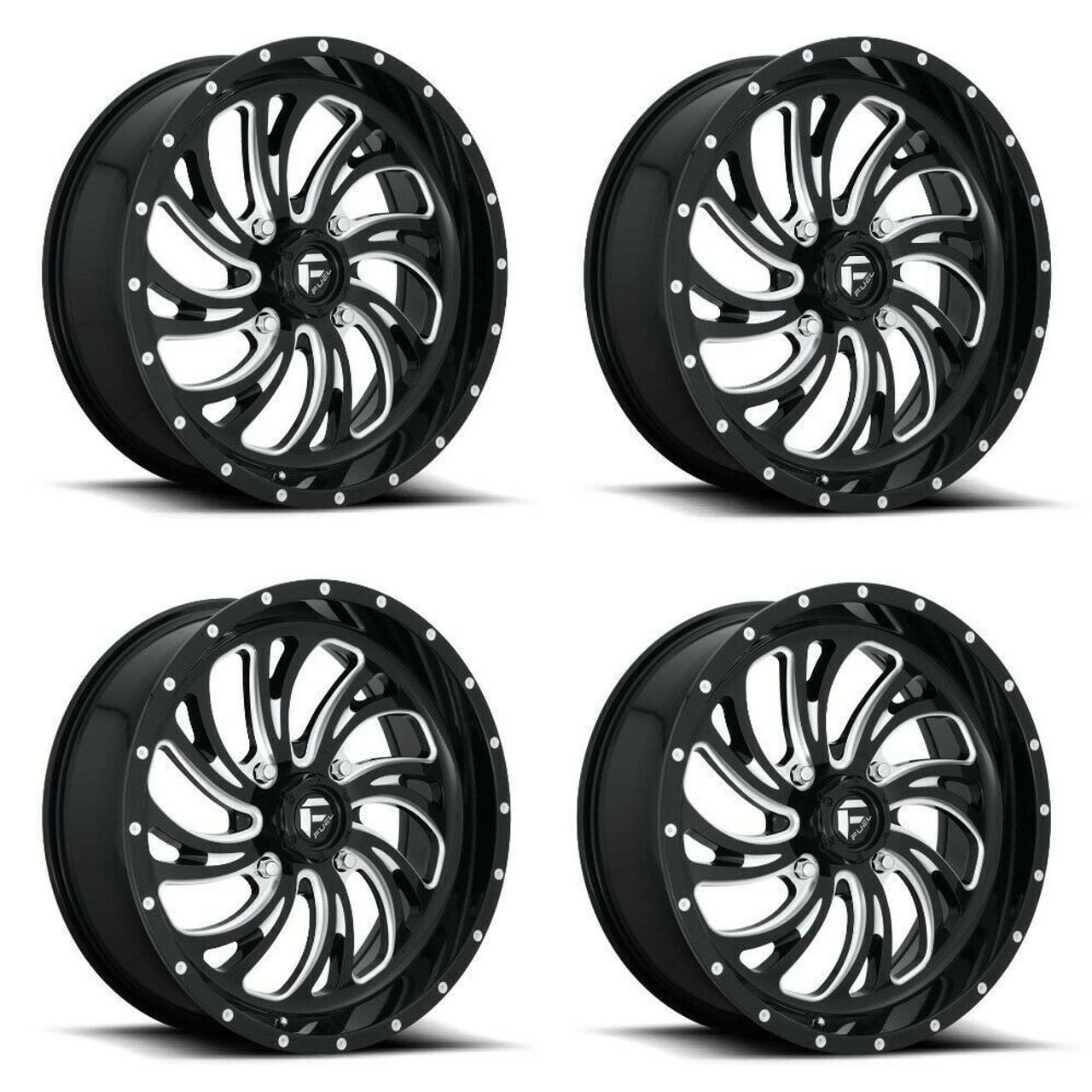 Set 4 Fuel UTV D641 Kompressor 20x7 4x137 13mm Wheels Gloss Black Milled Rims