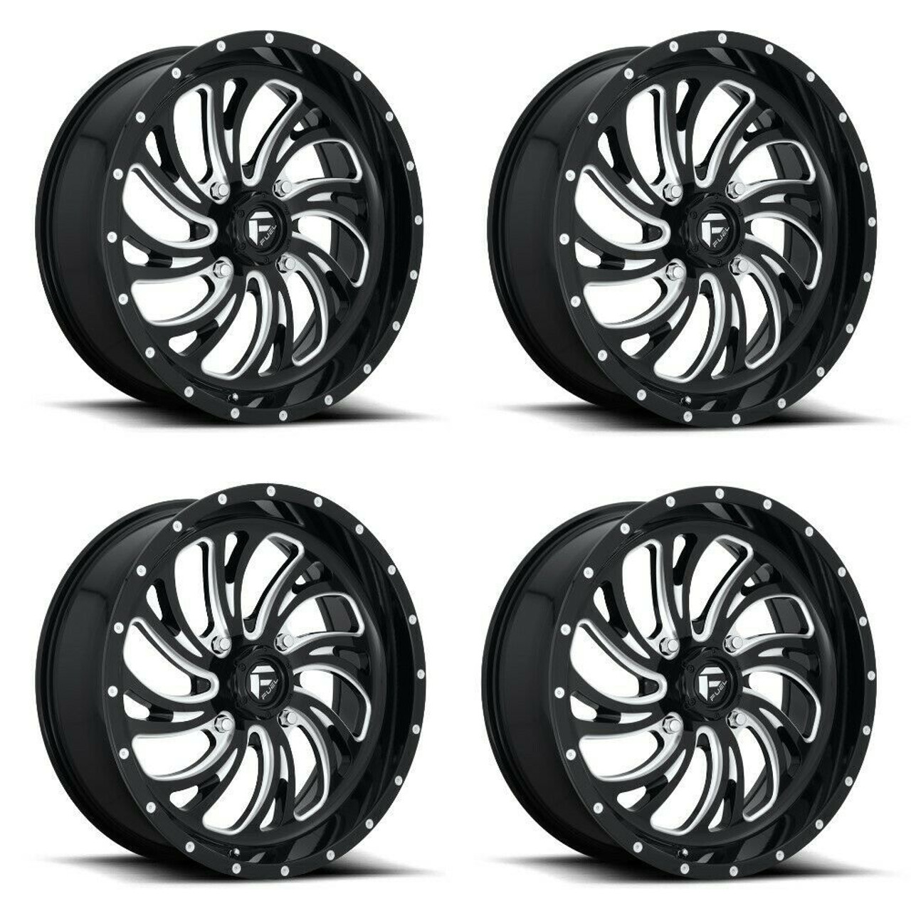 Set 4 Fuel UTV D641 Kompressor 20x7 4x137 Gloss Black Milled Wheels 20" 13mm