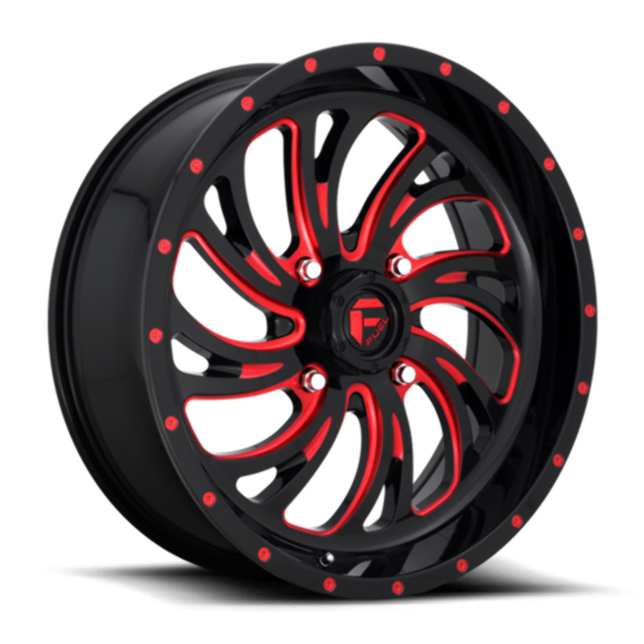 Set 4 Fuel UTV D642 Kompressor 18x7 4x156 Black Red Tinted Clear Wheels 18" 13mm