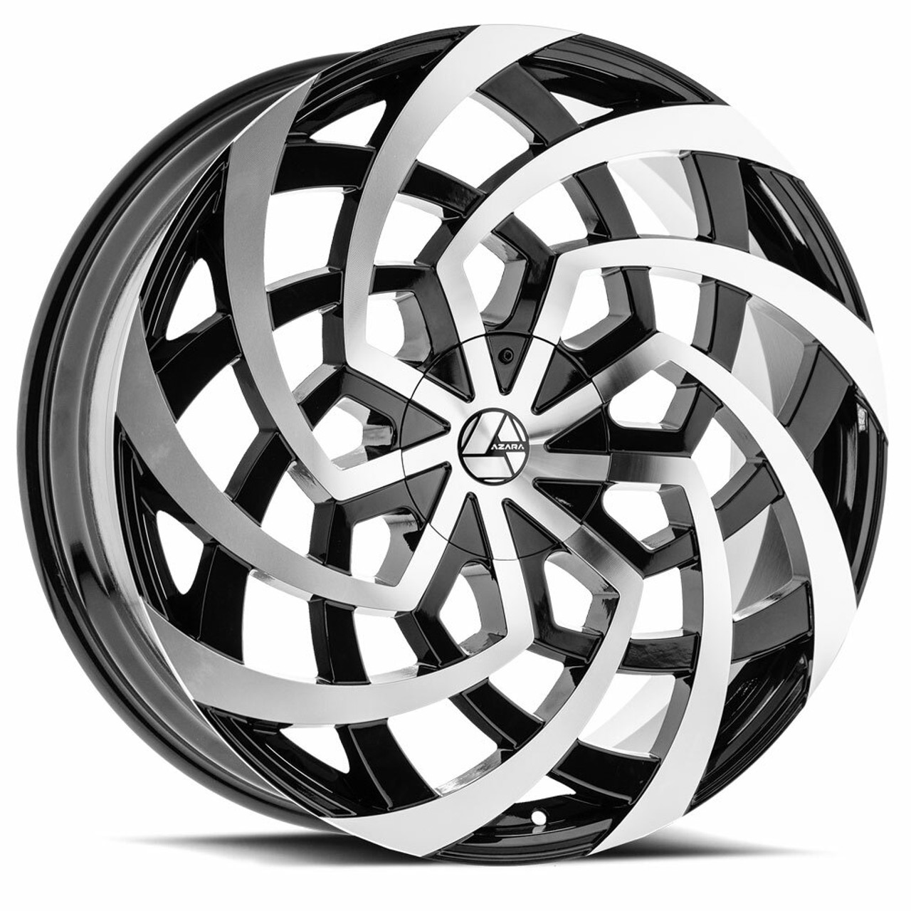 22" Azara AZA-521 Gloss Black & Machined Wheel 22x9.5 6x135 6x5.5 25mm Rim