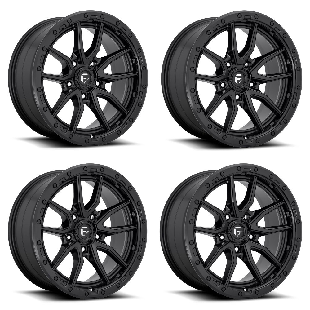 Set 4 17" Fuel D679 Rebel 17x9 5x5 Matte Black Wheels -12mm For Jeep Truck Rims