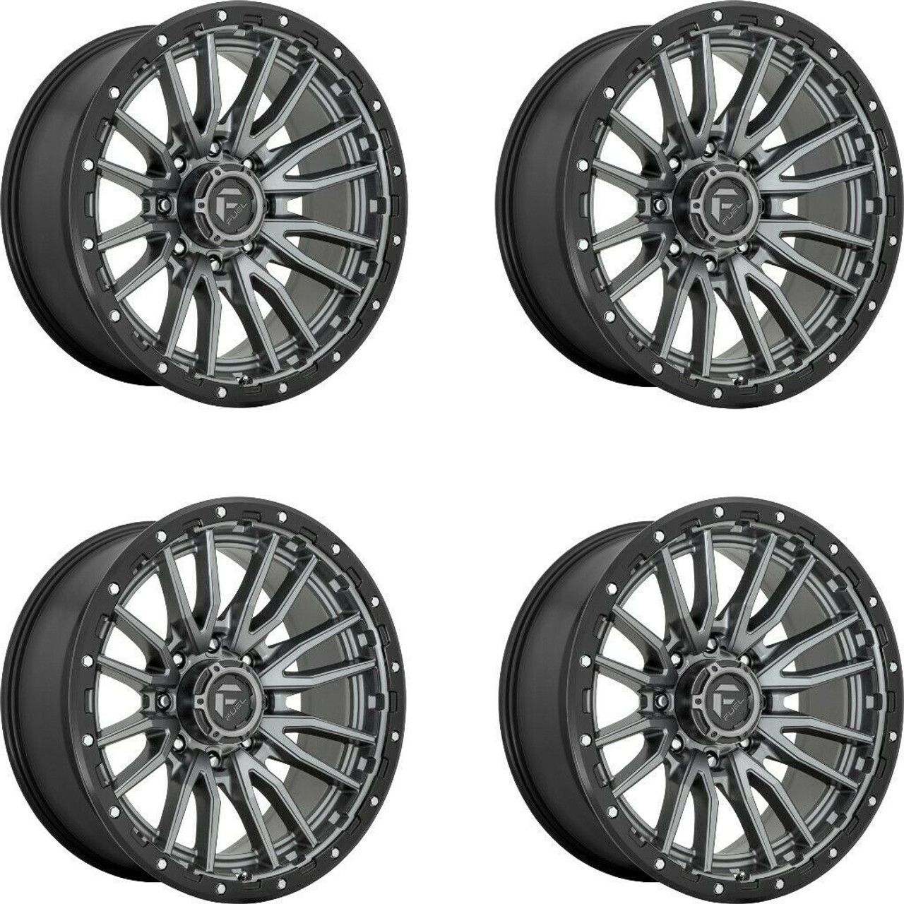 Set 4 Fuel  D680 Rebel 17x9 6x135 Gun Metal Black Bead Ring Wheels 17" -12mm
