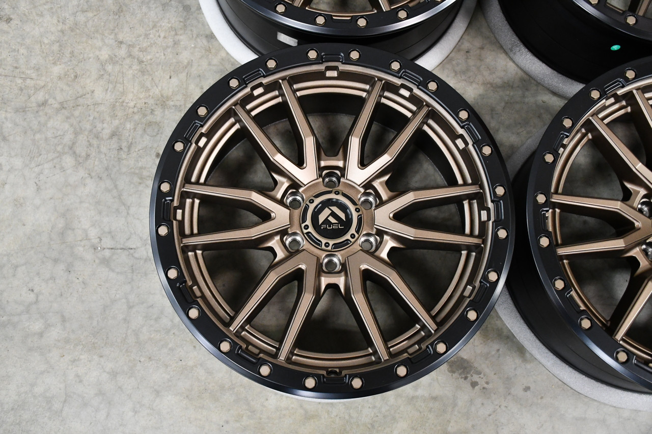 Set 4 Fuel D681 Rebel 17x9 6x135 Bronze Black Bead Ring Wheels 17" -12mm