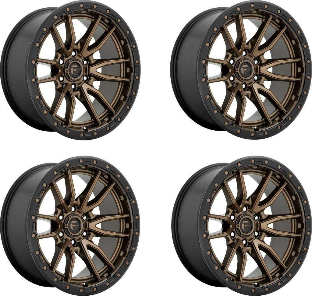 Set 4 Fuel D681 Rebel 20x10 6x135 Bronze Black Bead Ring Lifted Wheels 20" -18mm