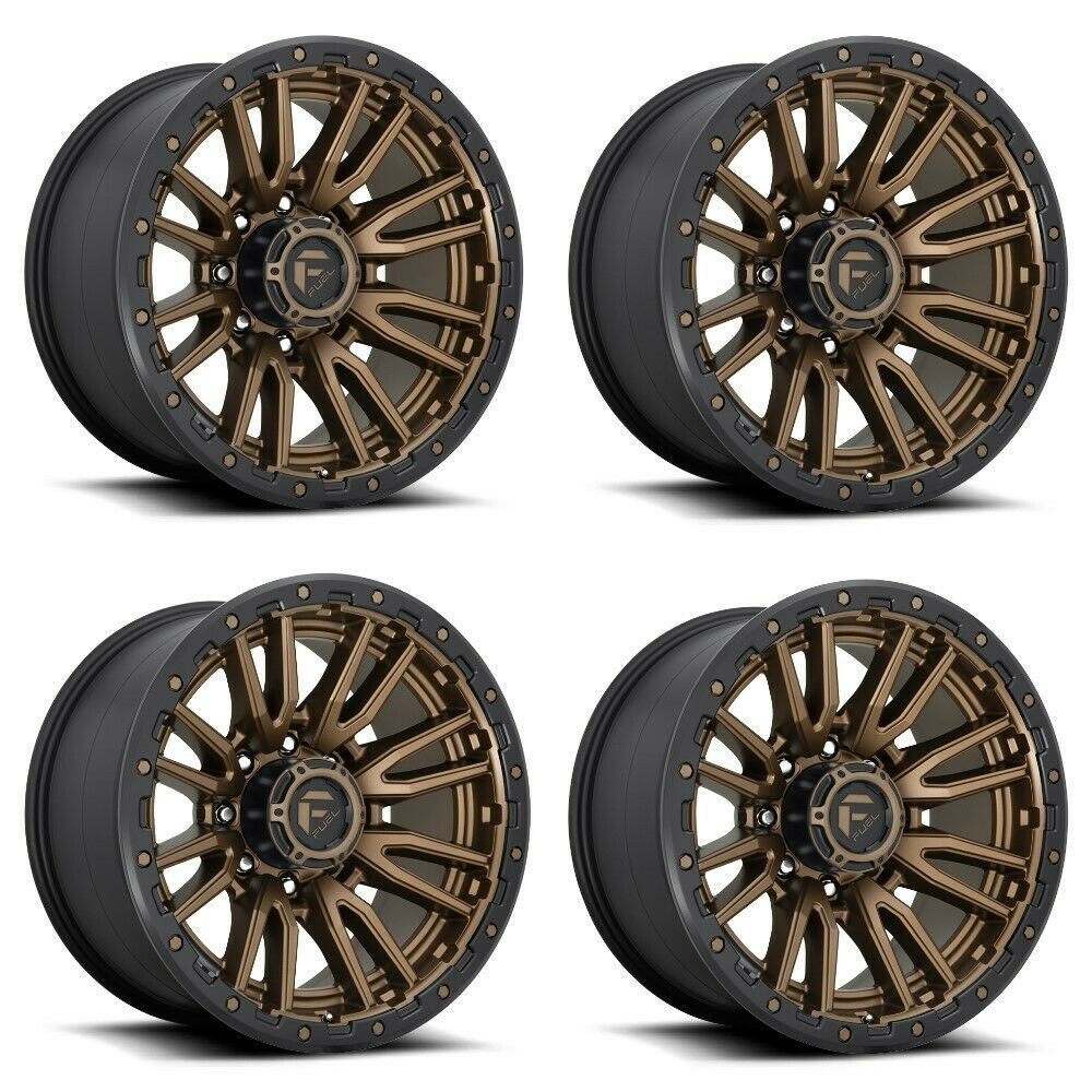 Set 4 22" Fuel D681 Rebel 22x10 8x6.5 Bronze Black Bead Ring Wheels -18mm Rims