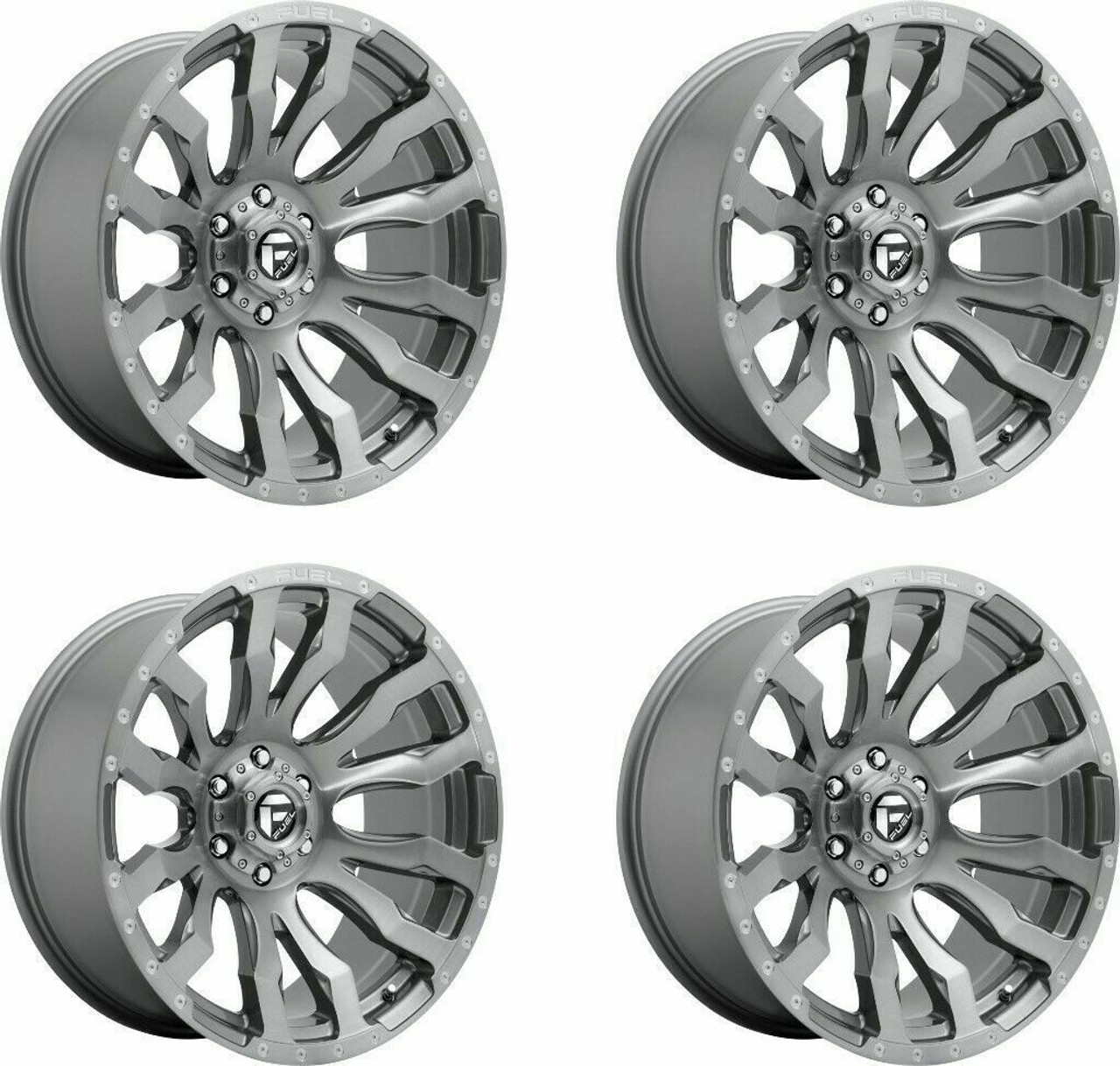 Set 4 20" Fuel D693 Blitz 20x10 8x170 Platinum Wheels -18mm Lifted For Ford Rims
