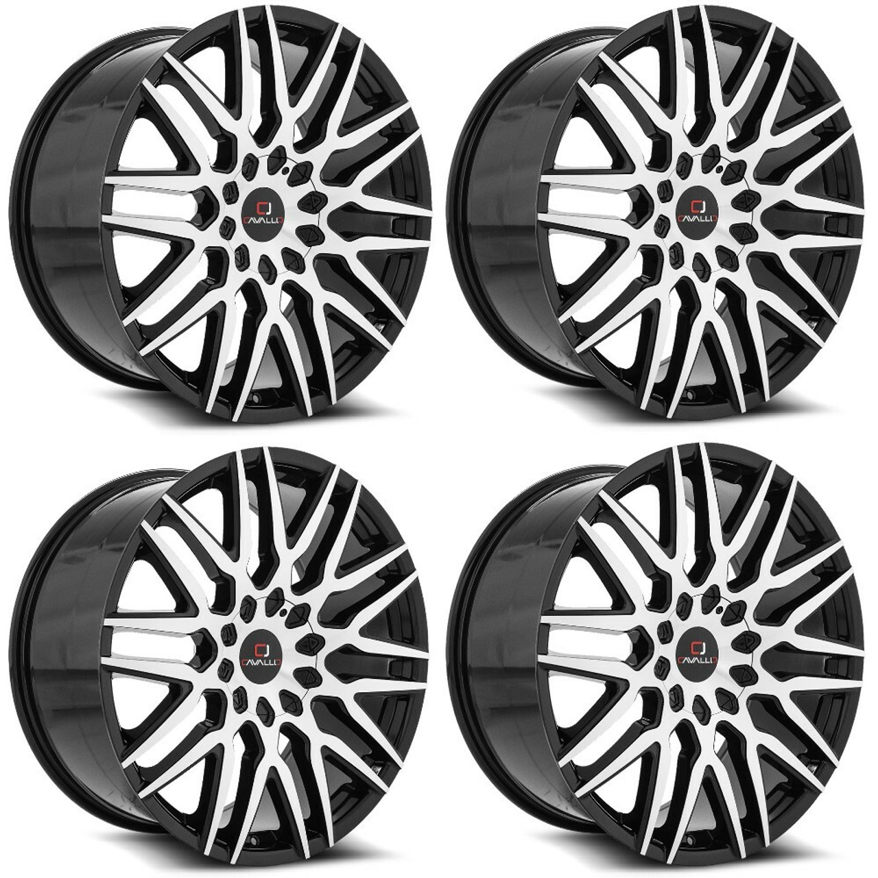 Set 4 20" Cavallo CLV-24 Gloss Black & Machined Wheels 20x8.5 5x112 5x4.5 35mm Set 4 20" Cavallo CLV-24 Gloss Black & Machined Wheels 20x8.5 5x112 5x4.5 35mm