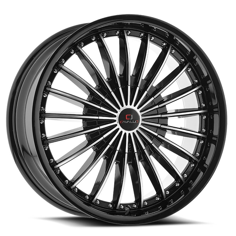 18" Cavallo CLV-32 Gloss Black Machined Wheel 18x8 4x100 4x4.5 35mm Rim