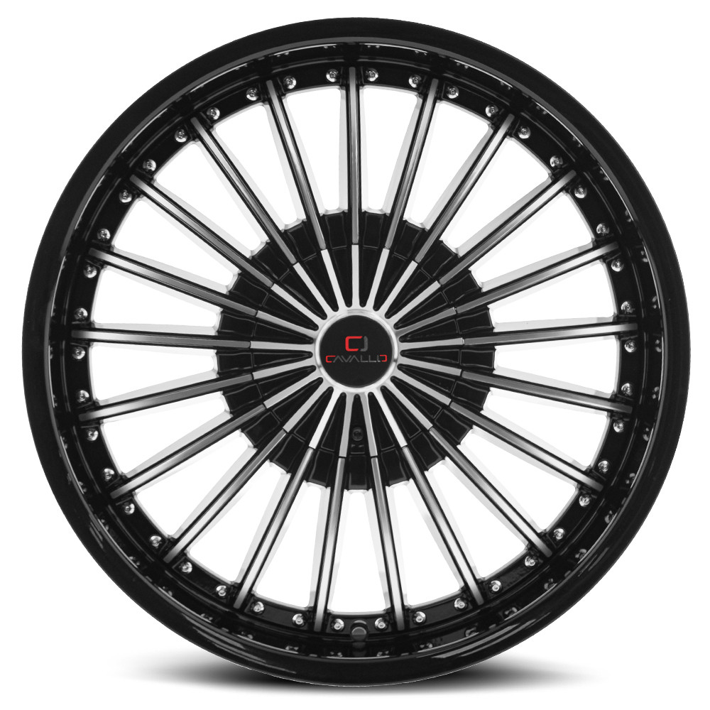 Set 4 20" Cavallo CLV-32 Gloss Black & Machined Wheels 20x8.5 5x112 5x4.5 35mm