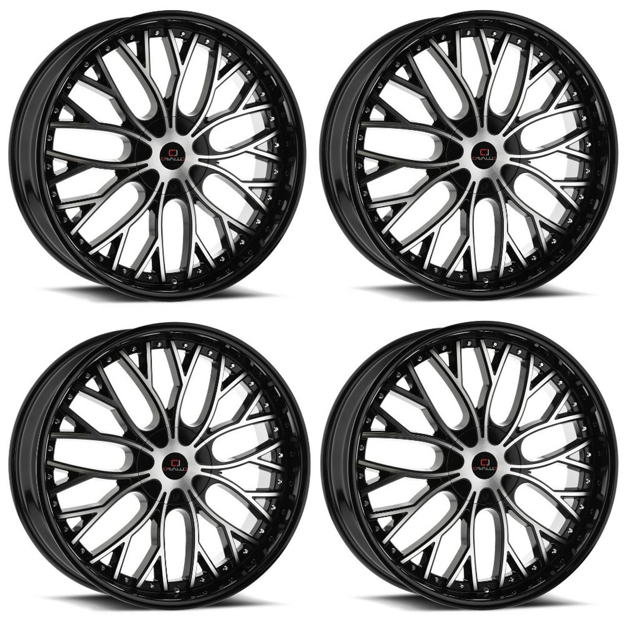 Set 4 18" Cavallo CLV-33 Gloss Black Machined Wheels 18x8 5x110 5x4.5 35mm Rims