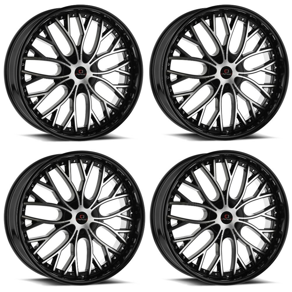 Set 4 18" Cavallo CLV-33 Gloss Black Machined Wheels 18x8 5x4.5 5x120 35mm Rims