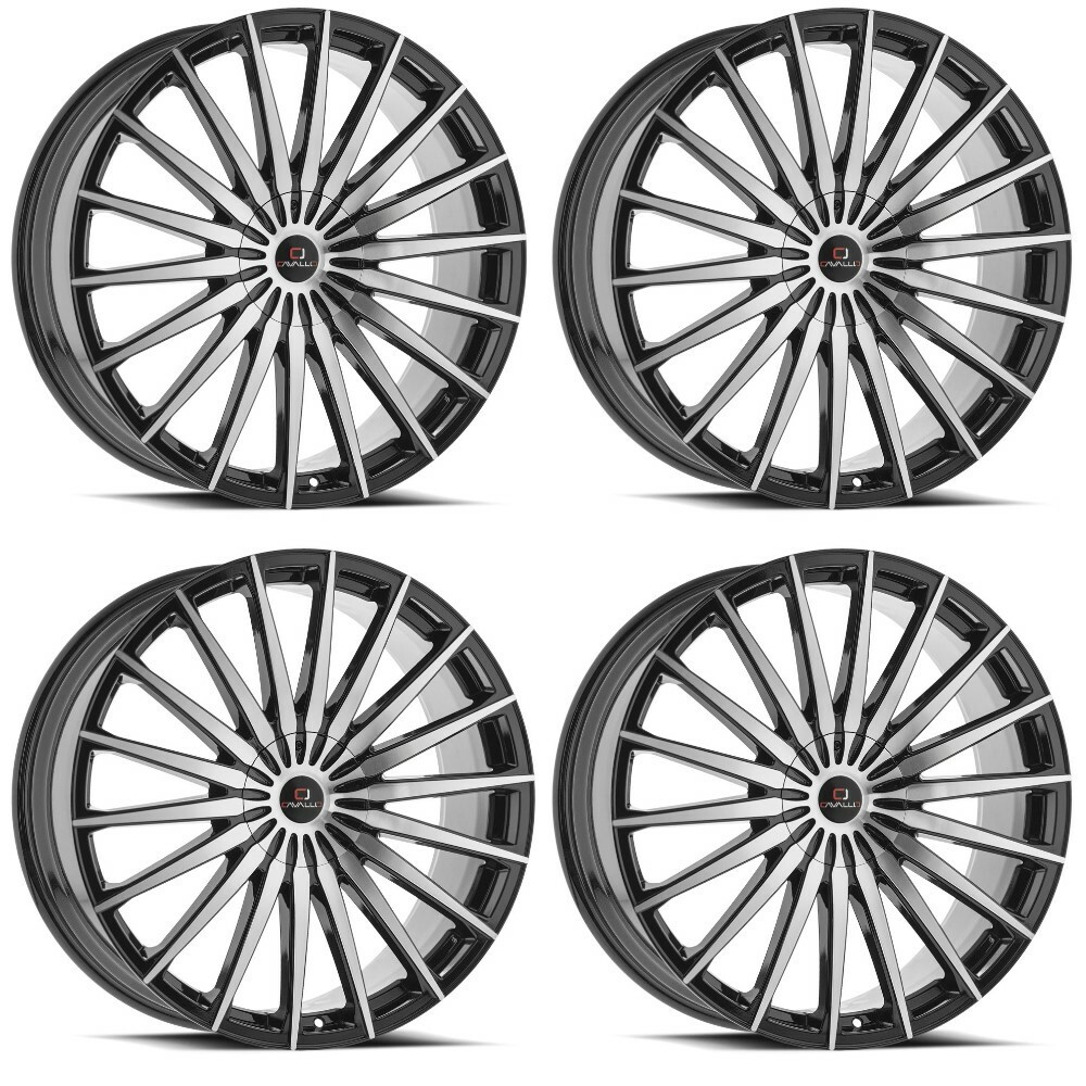 Set 4 18" Cavallo CLV-34 Gloss Black Machined Wheels 18x8 5x100 5x4.5 35mm Rims