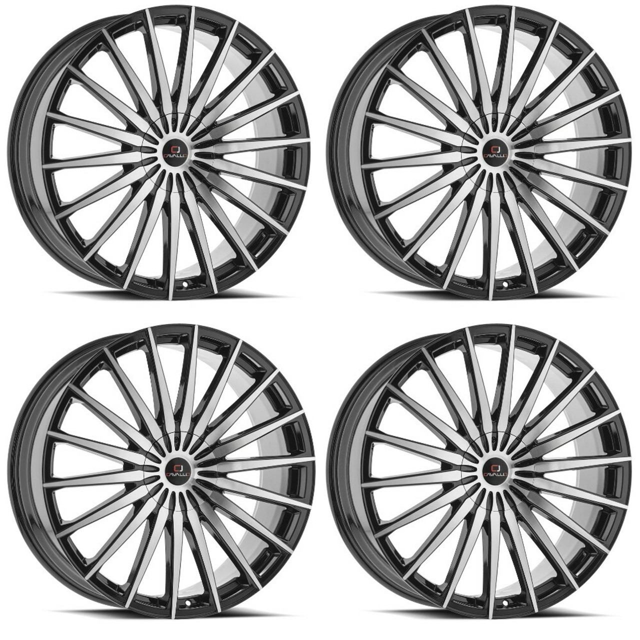 Set 4 22" Cavallo CLV-34 Gloss Black & Machined Wheels 22x8.5 5x4.5 5x120 38mm