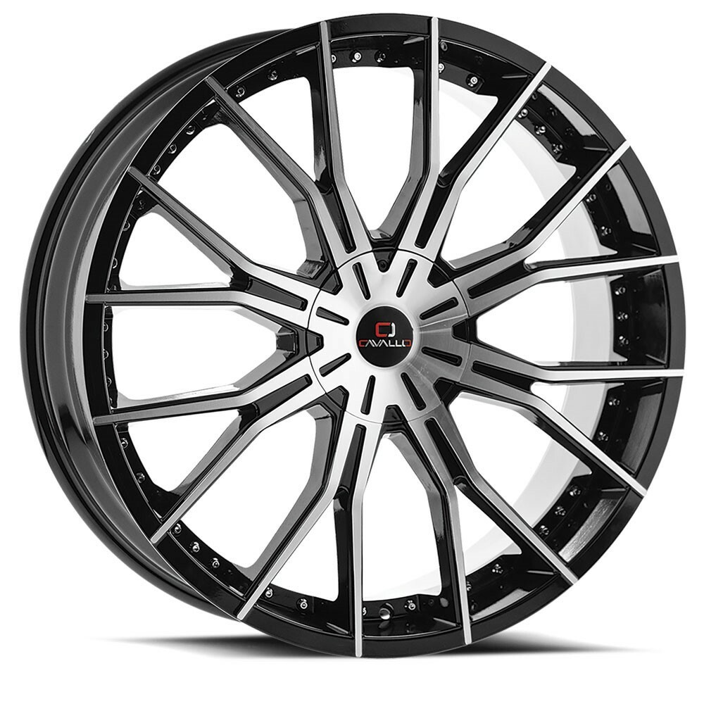 Set 4 24" Cavallo CLV-36 Gloss Black & Machined Wheels 24x9 5x115 5x120 34mm