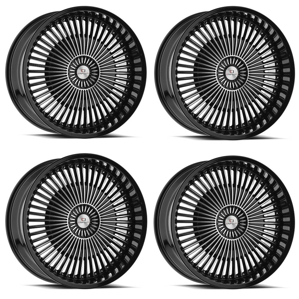 Set 4 20" Cavallo CLV-41 Gloss Black & Machined Wheels 20x8.5 5x112 5x4.5 35mm