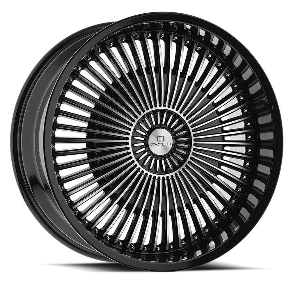 Set 4 20" Cavallo CLV-41 Gloss Black & Machined Wheels 20x8.5 5x112 5x4.5 35mm