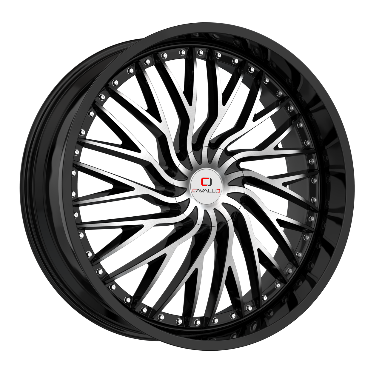 20" Cavallo CLV-43 Gloss Black & Machined Wheel 20x8.5 5x112 5x4.5 35mm Rim