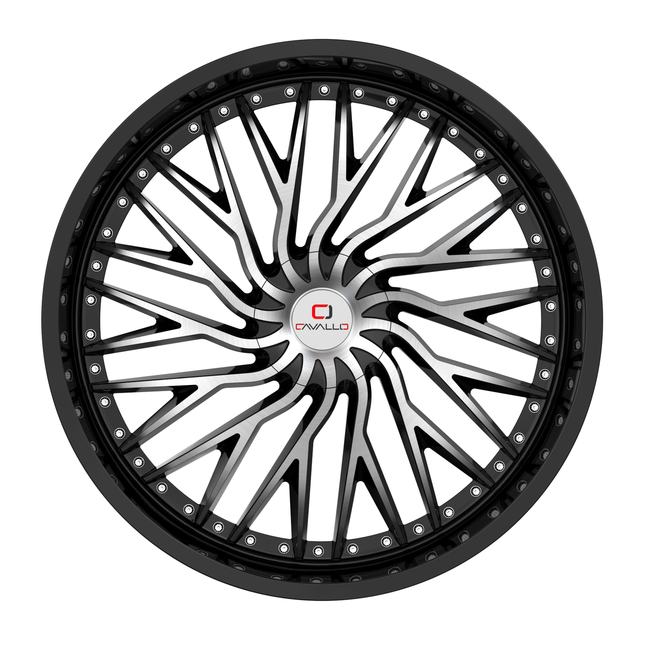 20" Cavallo CLV-43 Gloss Black & Machined Wheel 20x8.5 5x112 5x4.5 35mm Rim