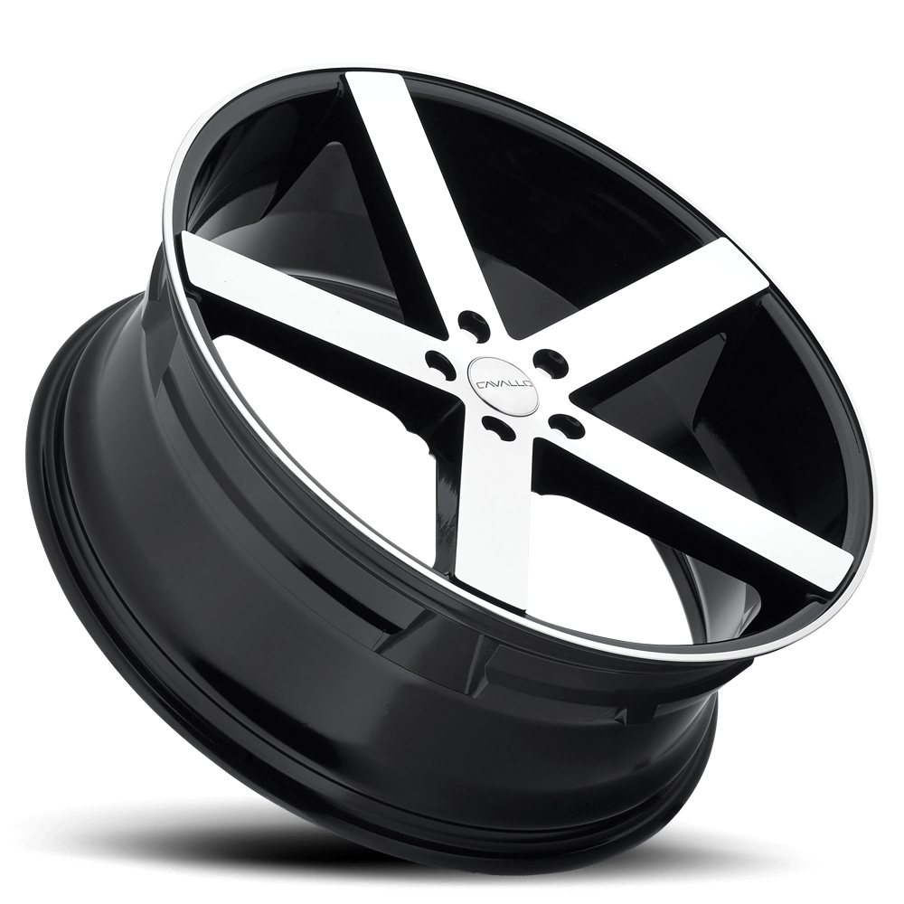 Set 4 20" Cavallo CLV-5 Gloss Black & Machined Wheels 20x8.5 5x4.5 35mm Rims