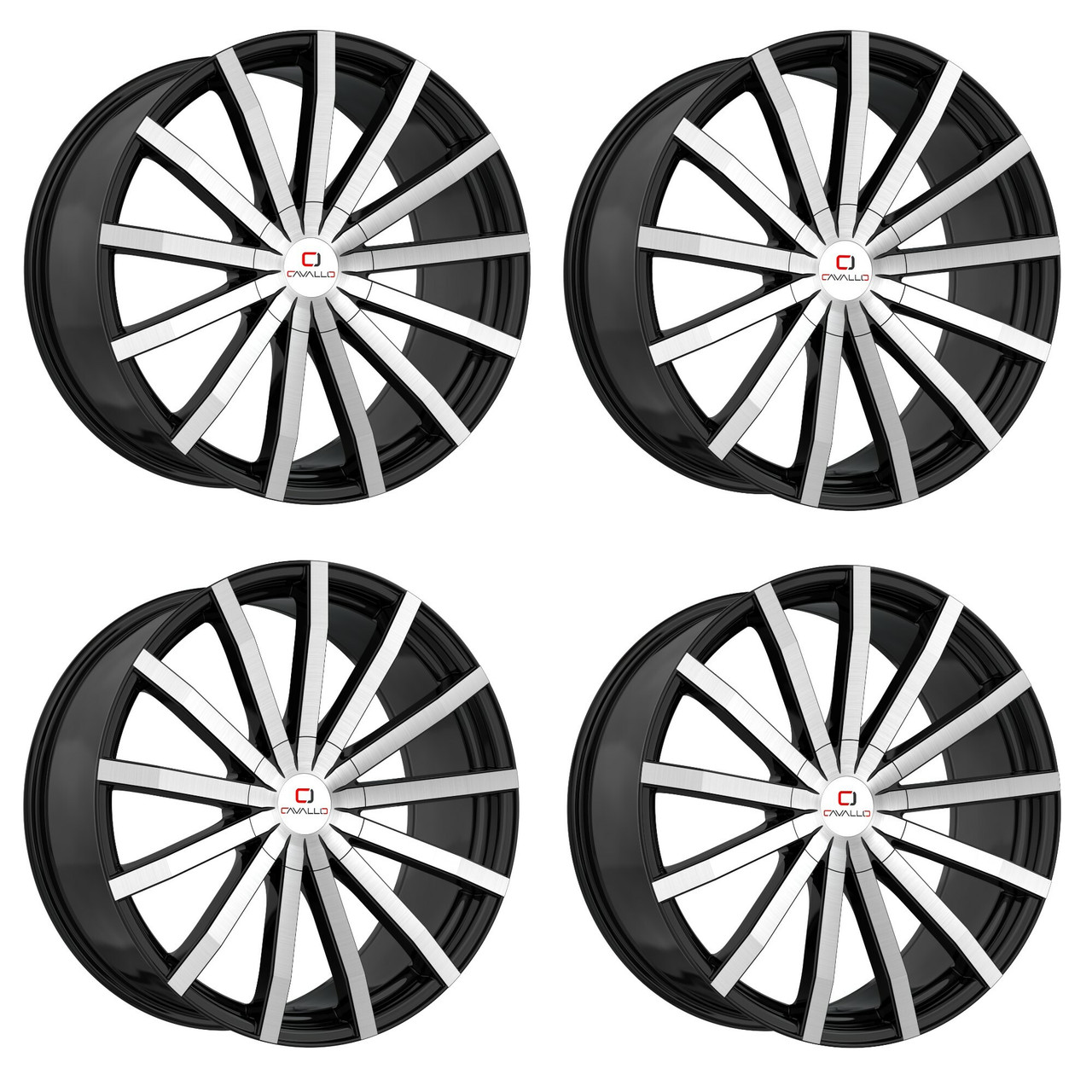 Set 4 22" Cavallo CLV-52 Gloss Black Machined Wheels 22x8.5 5x112 5x4.5 38mm