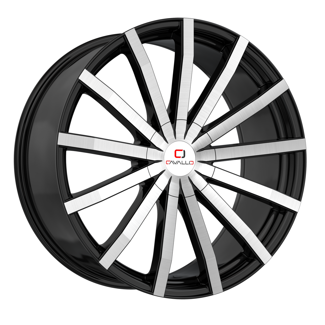24" Cavallo CLV-52 Gloss Black Machined Wheel 24x9 5x115 5x120 18mm Rim