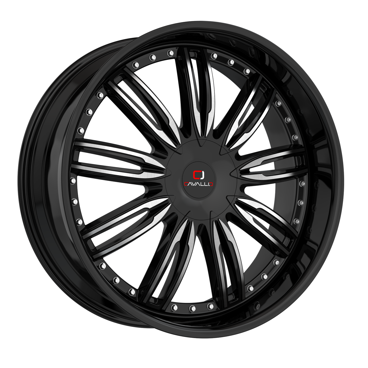 22" Cavallo CLV-54 Gloss Black & Machined Wheel 22x8.5 5x4.5 5x120 38mm Rim