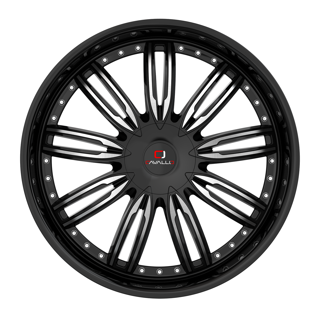 Set 4 22" Cavallo CLV-54 Gloss Black & Machined Wheels 22x9.5 6x135 6x5.5 25mm
