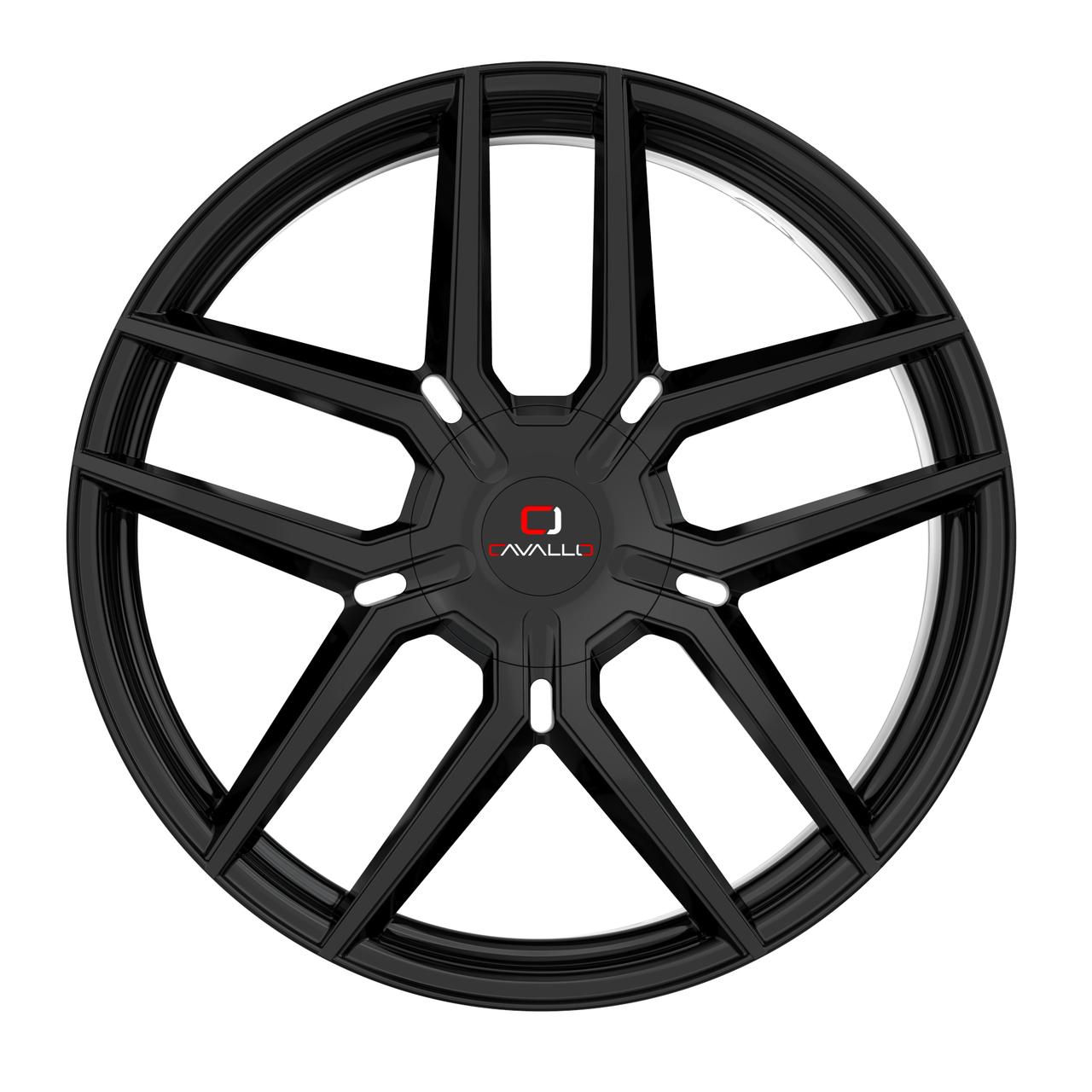 22" Cavallo CLV-55 Gloss Black Wheel 22x9.5 6x135 6x5.5 25mm For Ford Chevy GMC